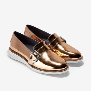 Cole Haan Grand Ambition Slip-On Loafers in a Metallic Gold Finish Size: 6.5